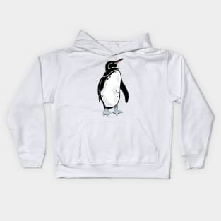 Galápagos Penguin pattern on grayish blue Kids Hoodie